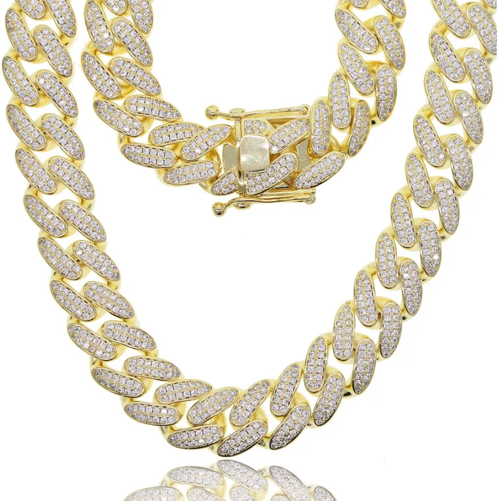 CZ Cubic Zirconia 18mm Width Cuban Link Chain