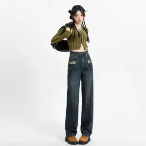 deanwangkt Narrow Edition Wide Leg Jeans For Women In Summer, New Design Sense, High Waist, Loose Fitting, Slim Straight Pants, Summer