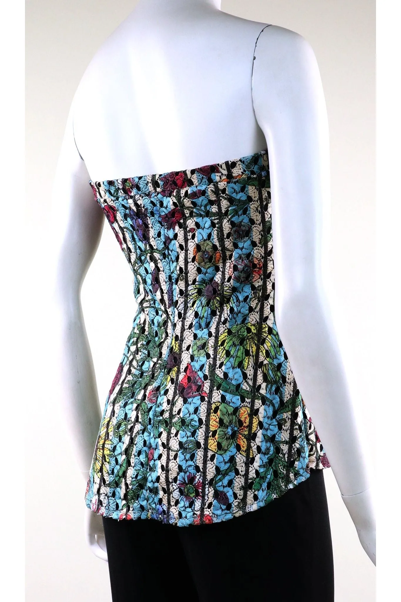 DELPHINE Strapless Floral Eyelet Lace Asymmetrical hem Top