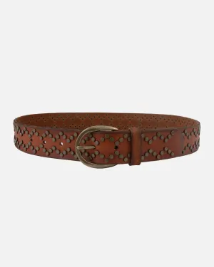 Demi Oval Buckle Studded Leather Belt