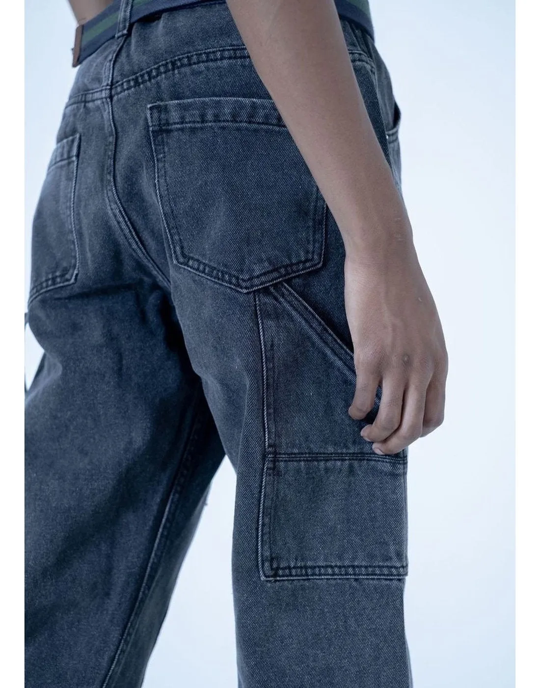 Denim Carpenter Pants-Black