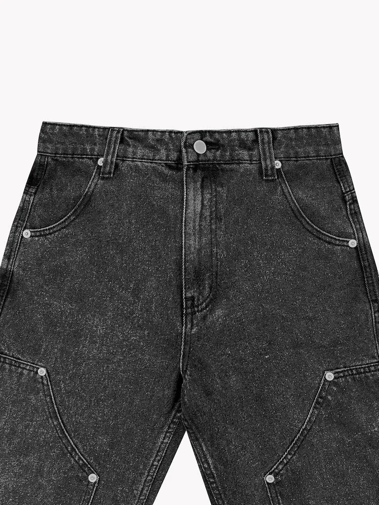 Denim Carpenter Pants-Black