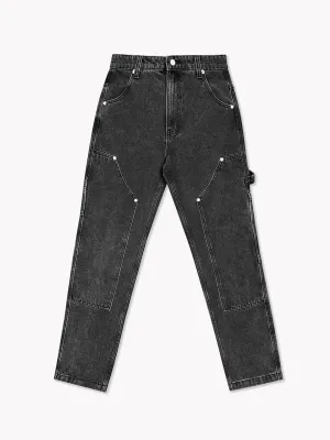 Denim Carpenter Pants-Black