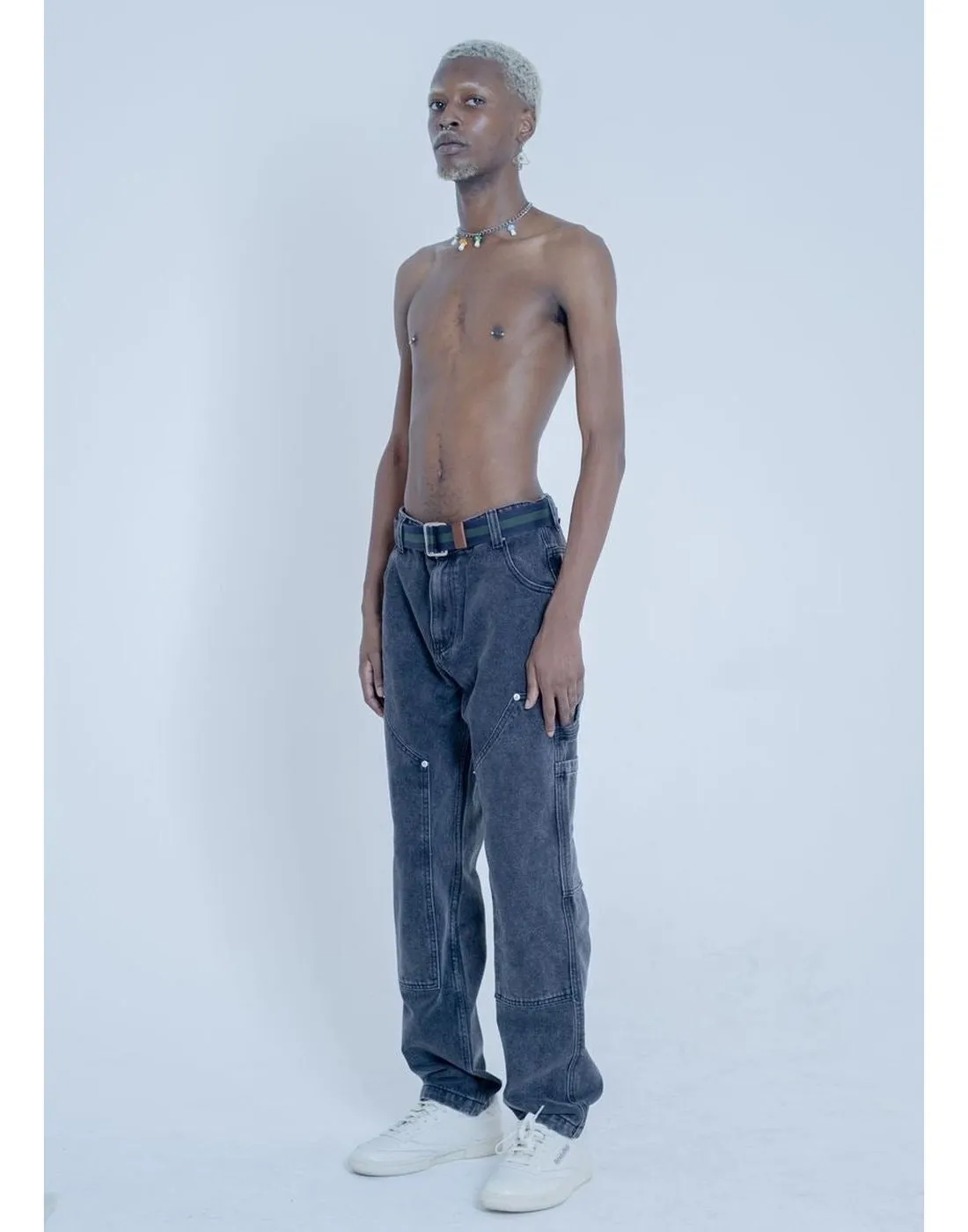 Denim Carpenter Pants-Black