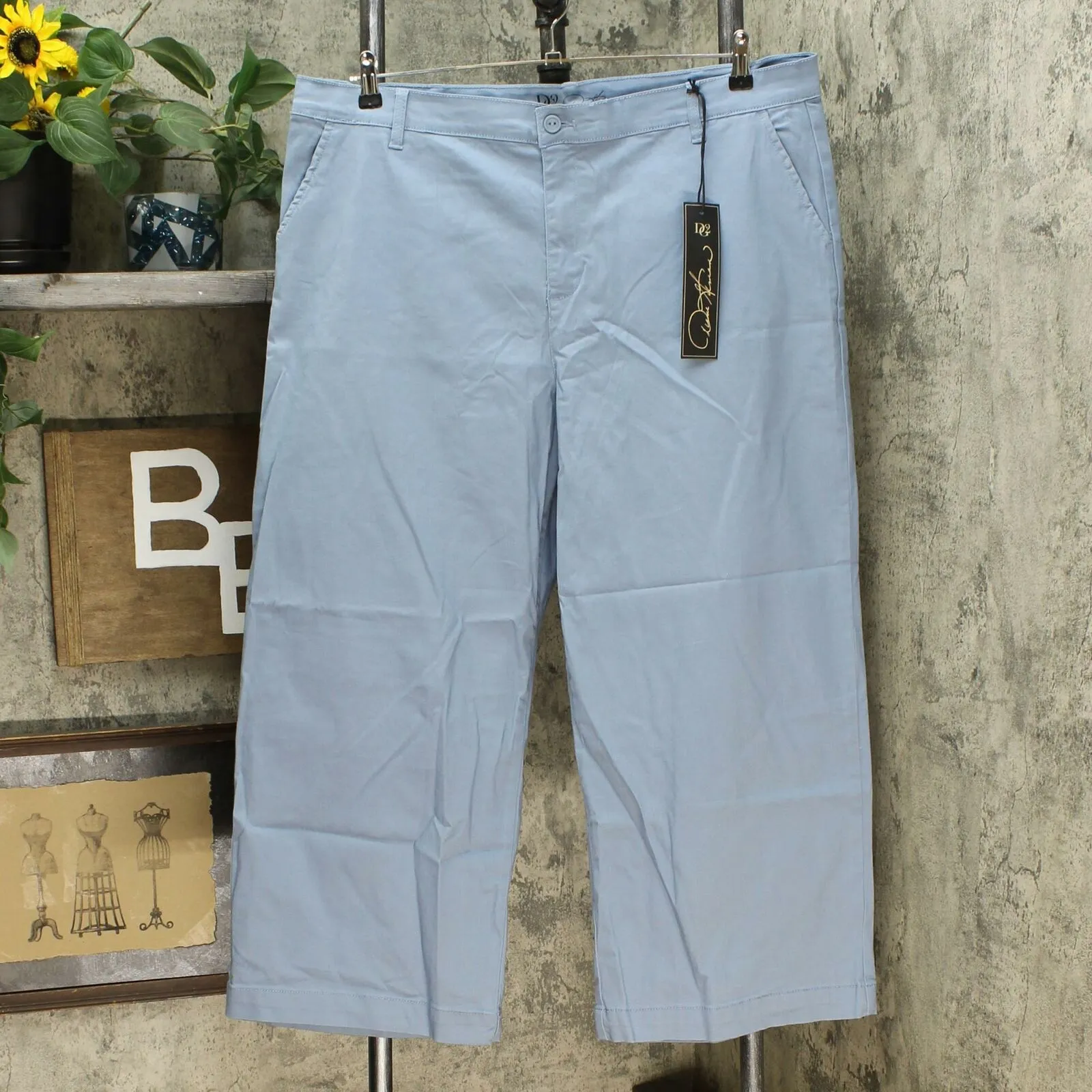 DG2 by Diane Gilman Women's Plus Size Stretch Twill Wide Leg Chino Pants