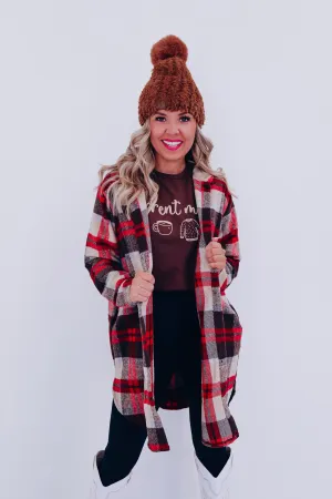 Duluth Plaid Duster Shacket - Red
