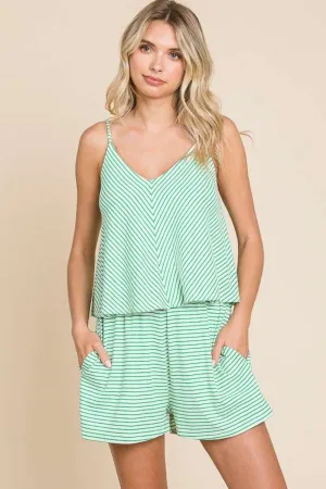 Elegant Flare Striped Romper