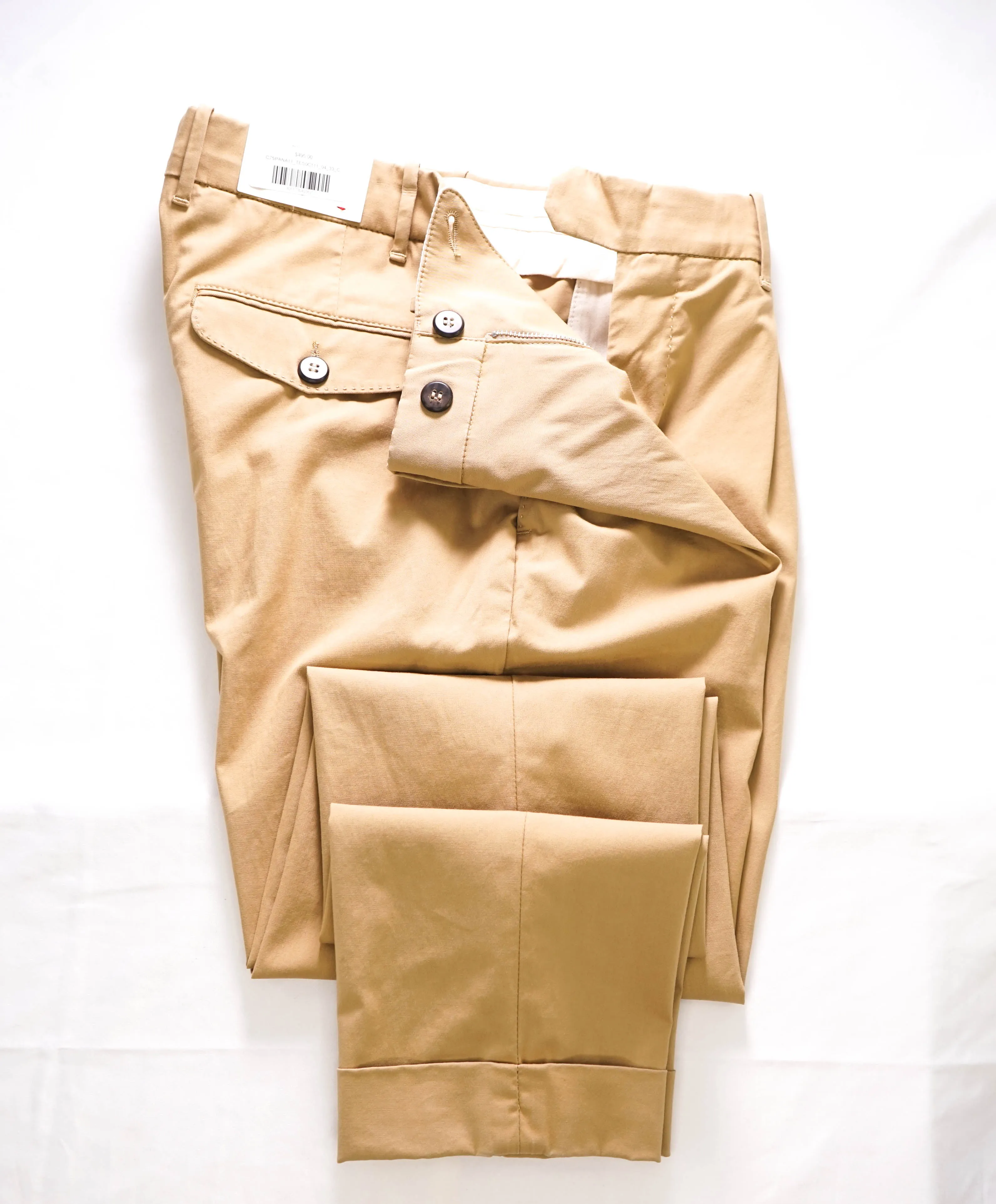 ELEVENTY - CAMEL Cotton/SILK/Elastane Chino Casual/Slim Pants- 33W