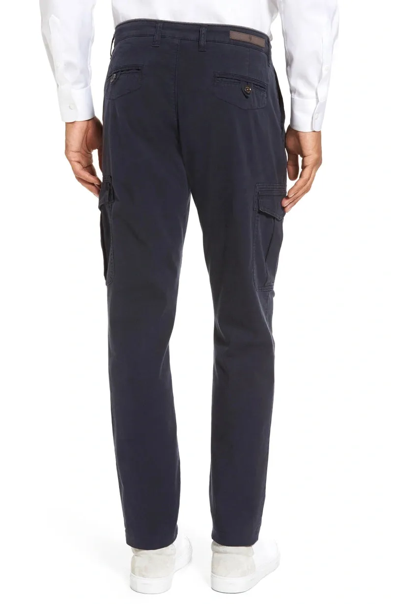 ELEVENTY - Contrast Piping Navy Blue Cotton Cargo Chino Pants - 32W
