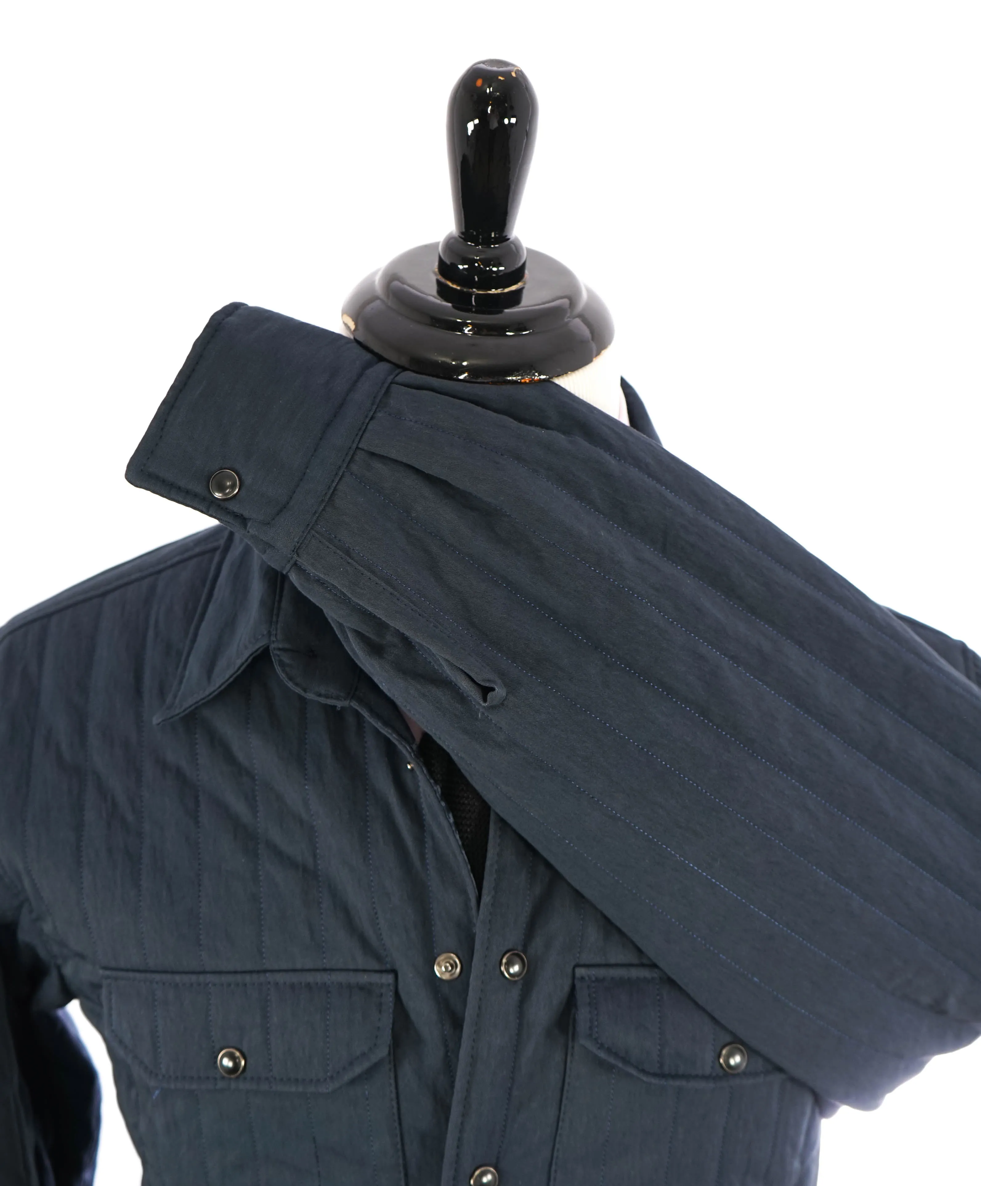 ELEVENTY PLATINUM - Navy Blue Snap Cotton Blend Shirt Jacket Coat - M