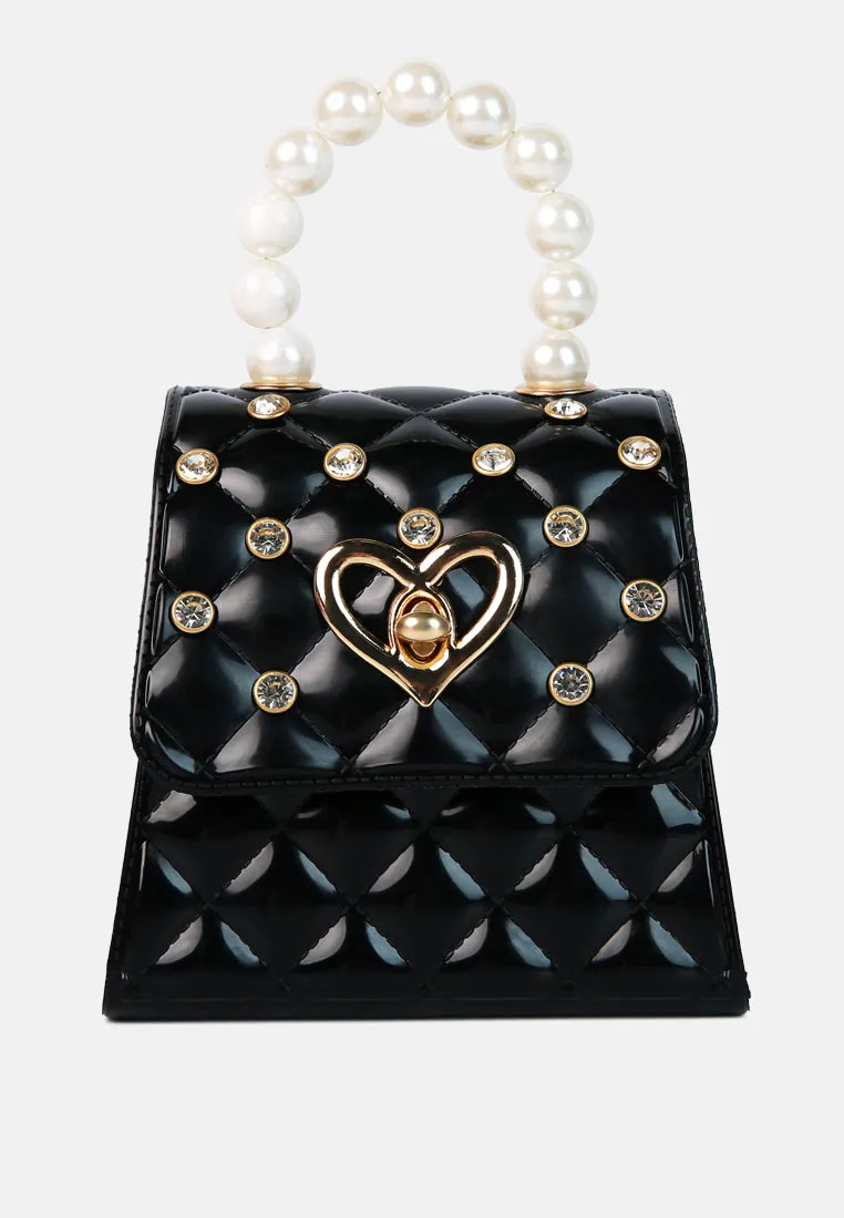 Embellished Quilted Pattern Mini Bag