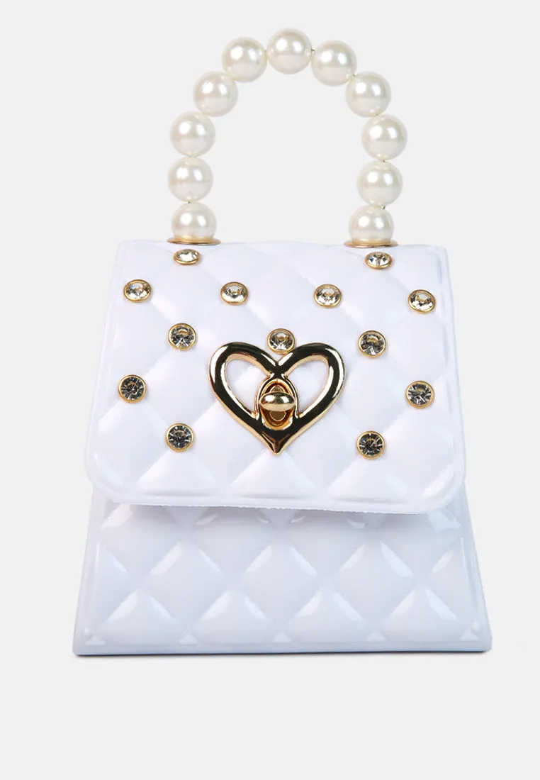 Embellished Quilted Pattern Mini Bag
