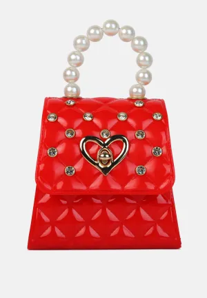 Embellished Quilted Pattern Mini Bag