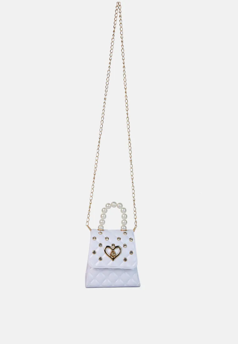Embellished Quilted Pattern Mini Bag
