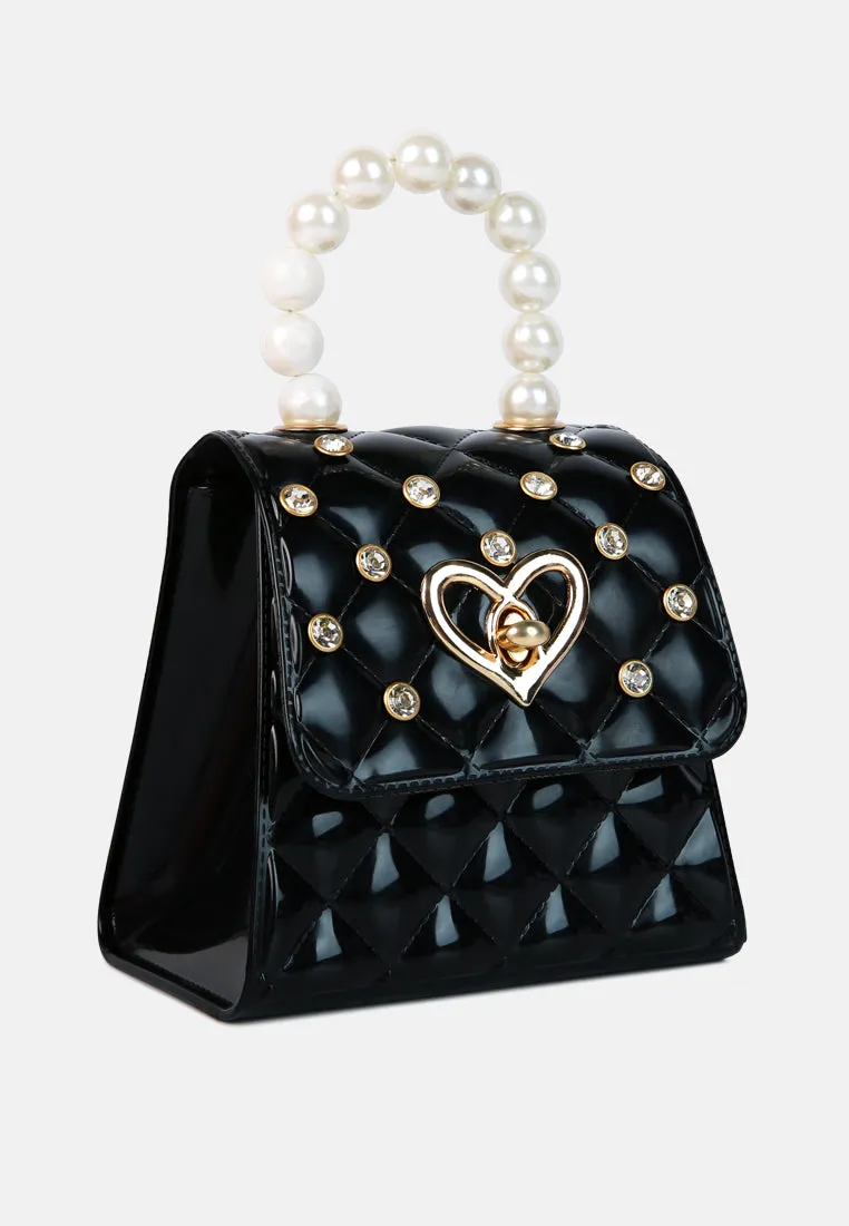 Embellished Quilted Pattern Mini Bag