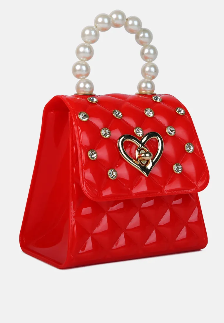 Embellished Quilted Pattern Mini Bag