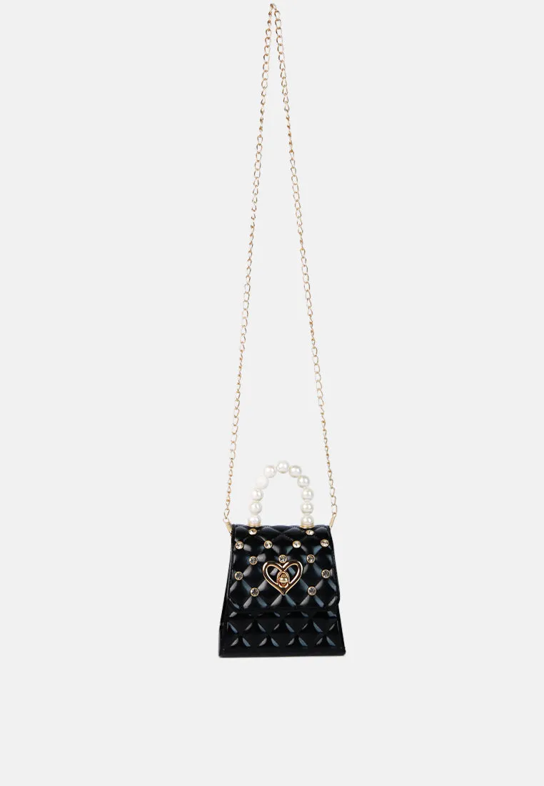 Embellished Quilted Pattern Mini Bag