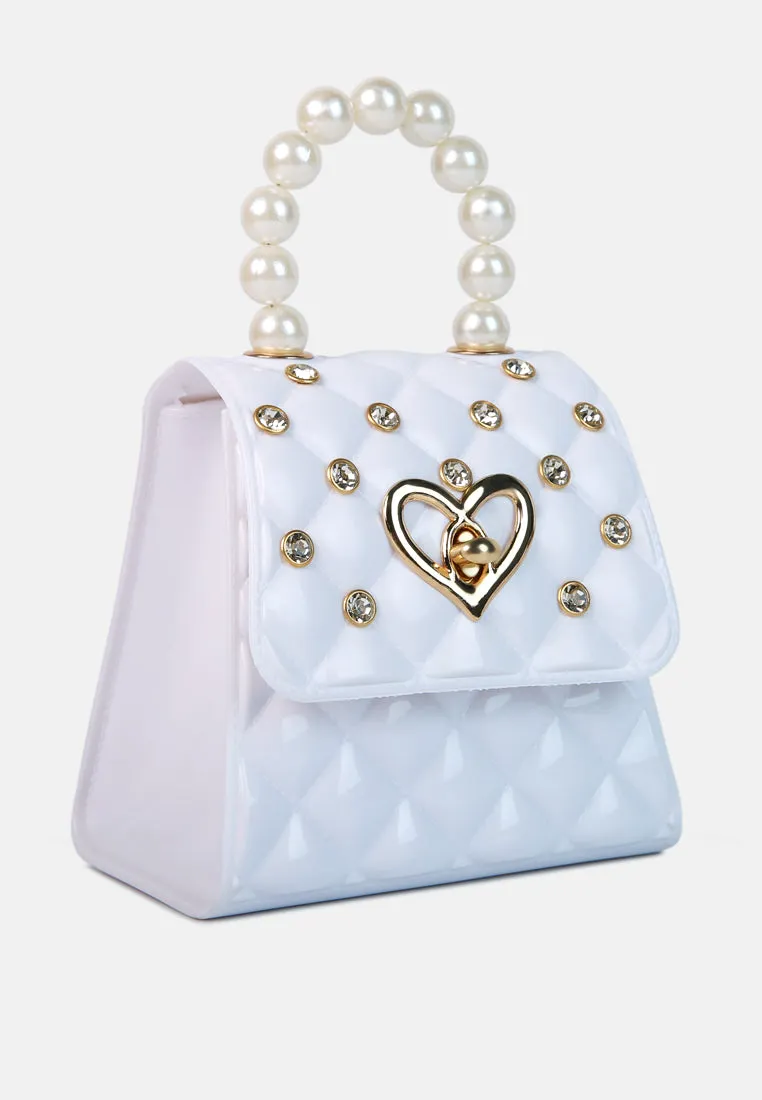 Embellished Quilted Pattern Mini Bag