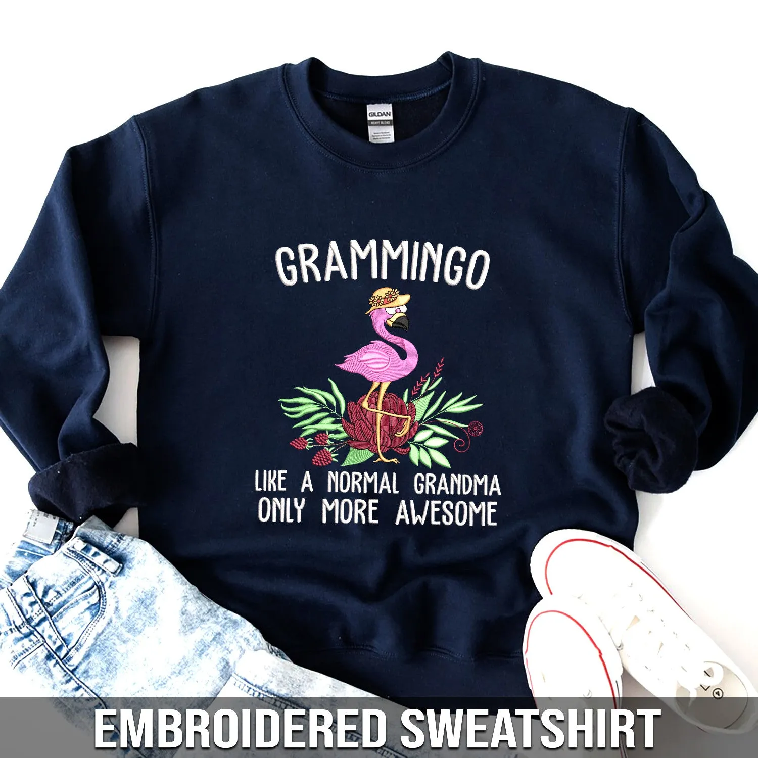 Embroidered Sweatshirt - Grammingo Like A Normal Grandma Only More Awesome
