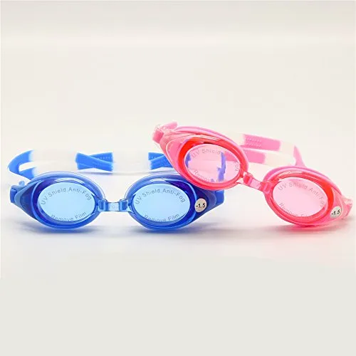 EnzoDate Optical Swim Goggles Rx Hyperopia  1.0 to  8.0 Farsighted Myopia -1.0 to -8.0 Adults Children Anti-UV Different Strengths Each Eye