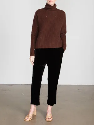 Erika Drop Pant in Velvet - Black