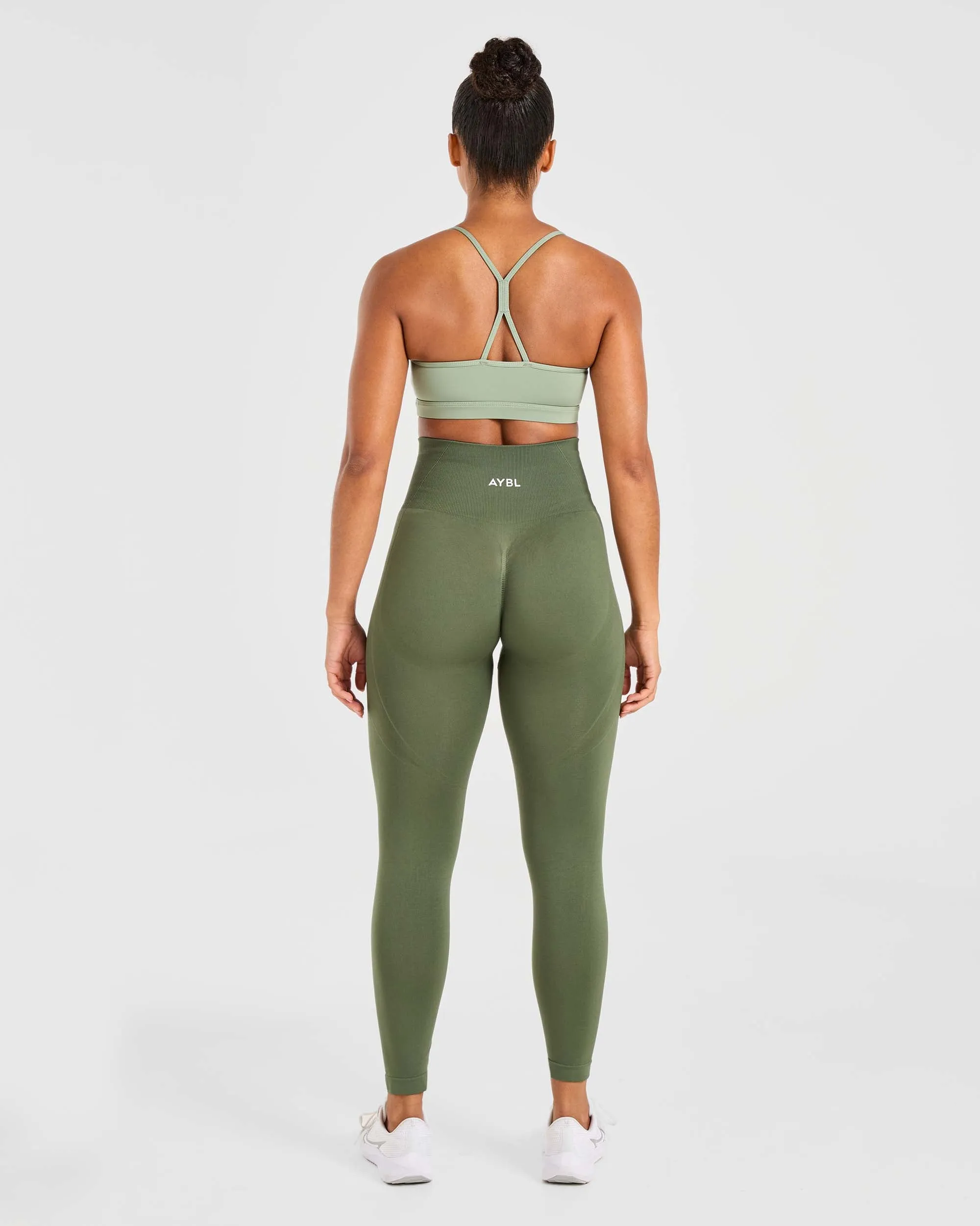 Essential Ruched Sports Bra - Olive Green