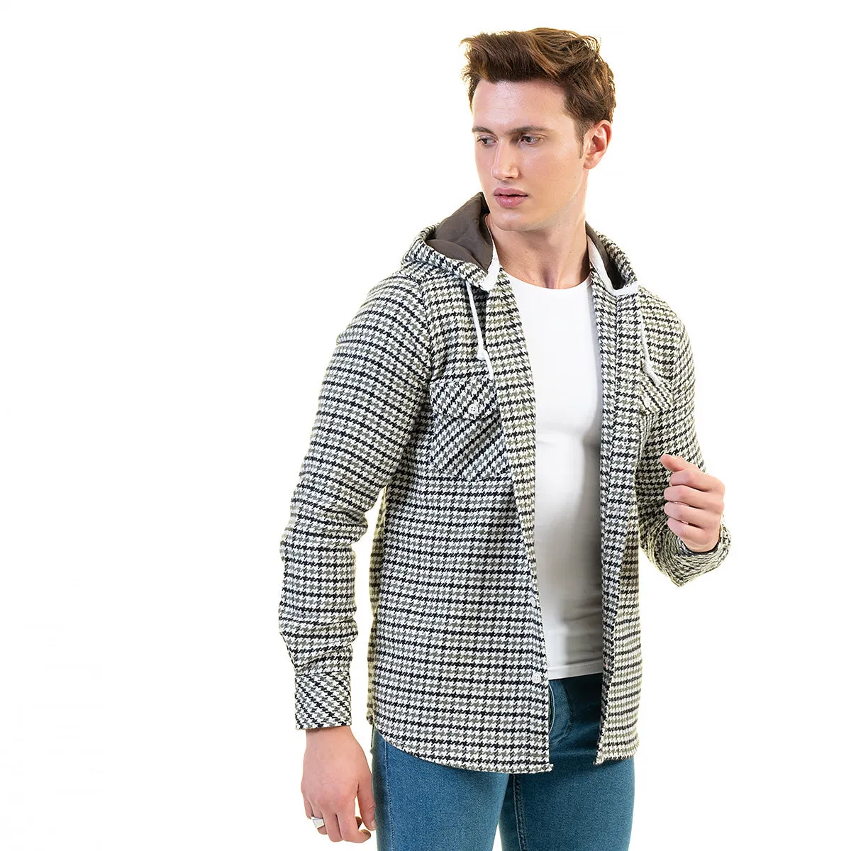 European Wool Luxury Zippered With Hoodie Sweater Jacket Warm Winter Tailor Fit
