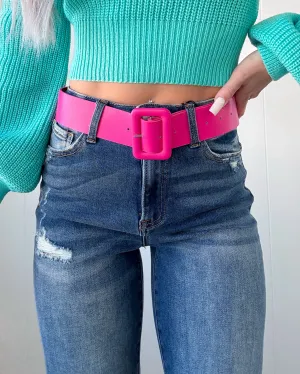 Fashionable Square Buckle Belt - Fuchsia