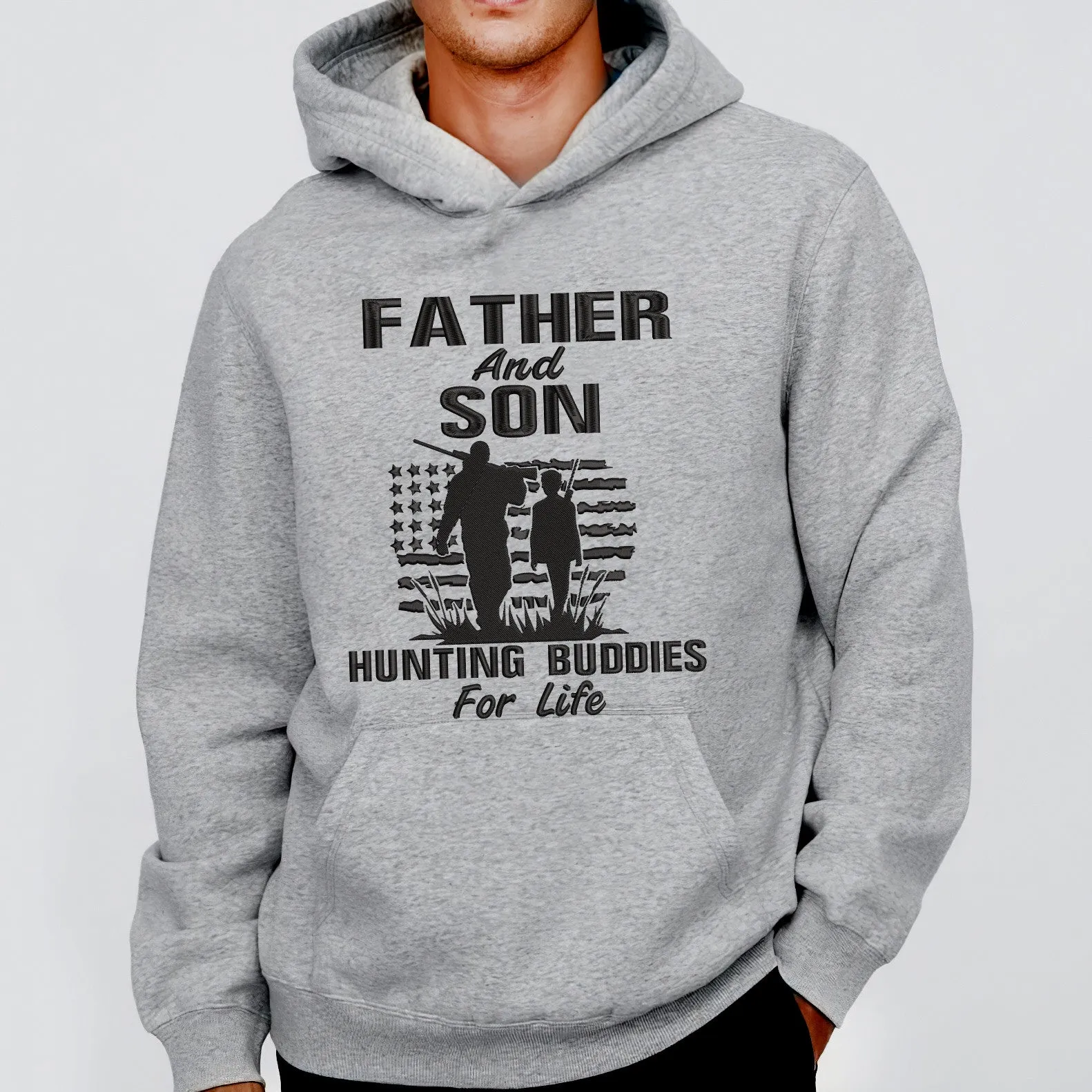Father And Son Hunting Buddies For Life Embroidered Sweatshirt - Embroidered Hoodie Tad