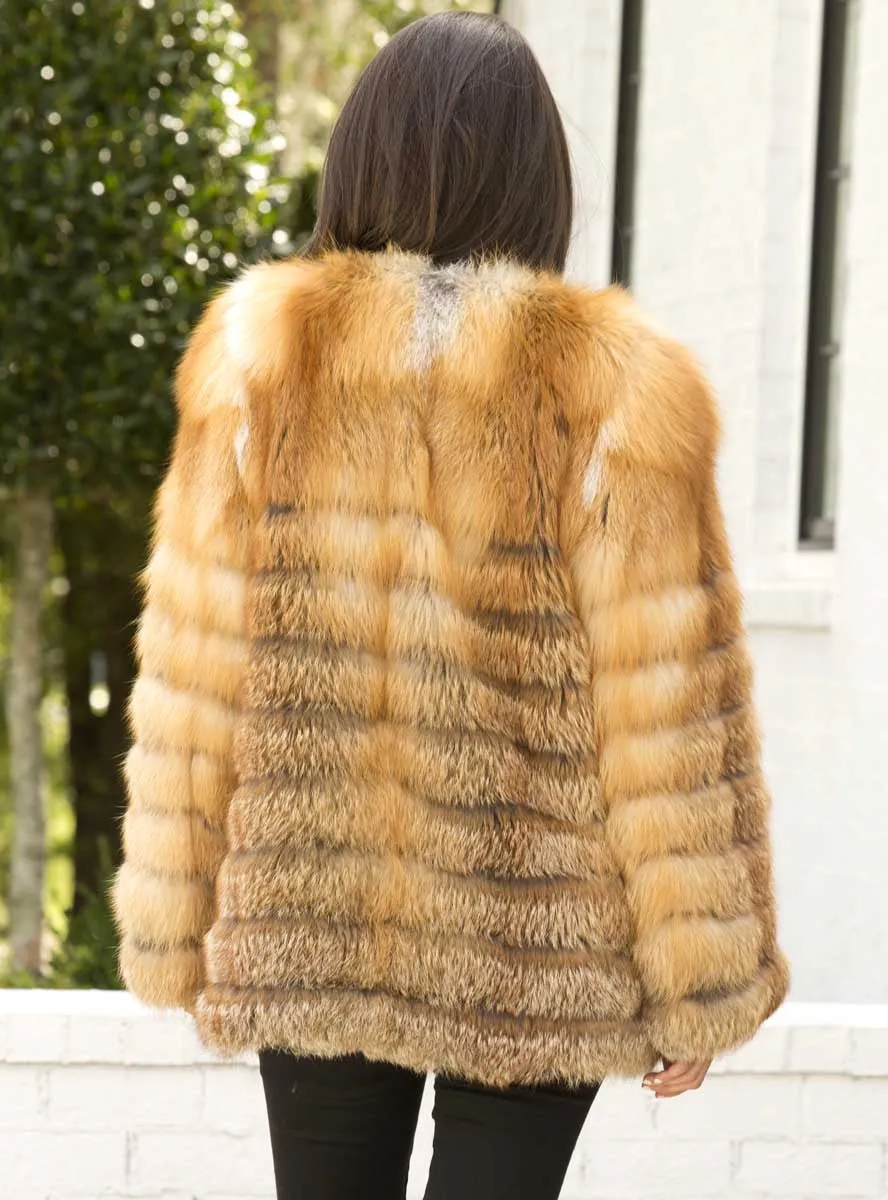 Fox Fur Jacket with Horizontal Pattern