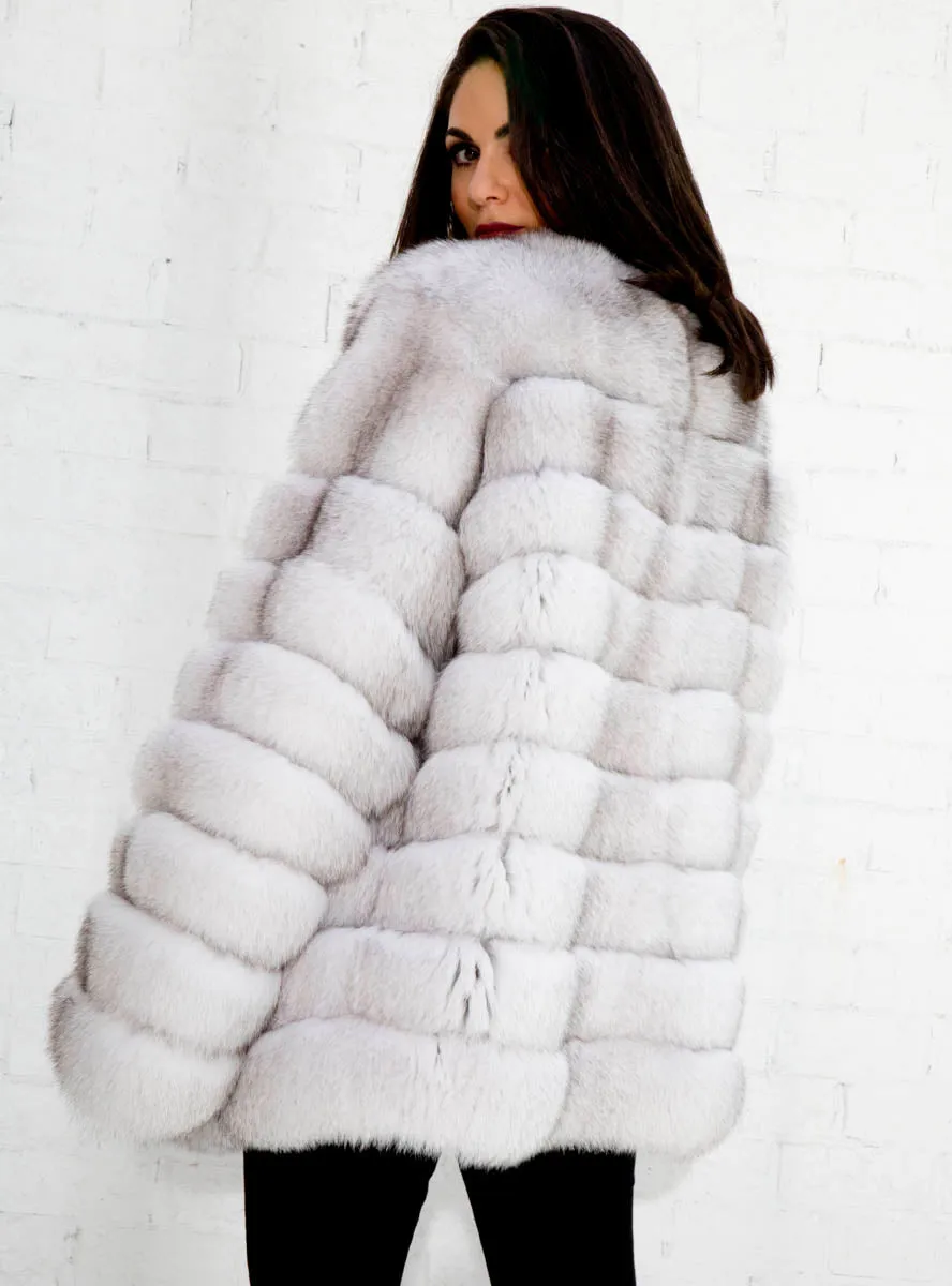 Fox Fur Jacket with Horizontal Pattern