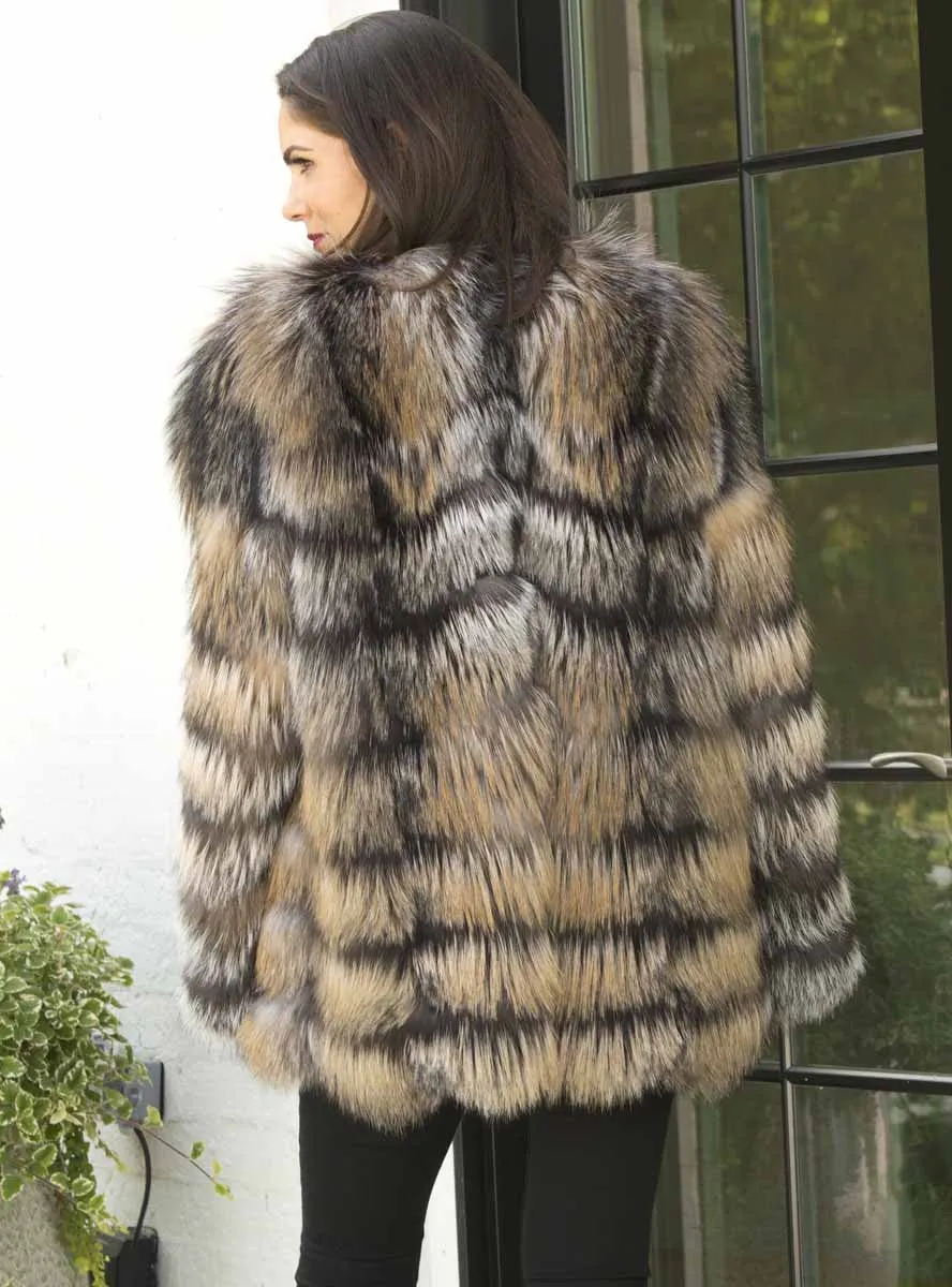 Fox Fur Jacket with Horizontal Pattern