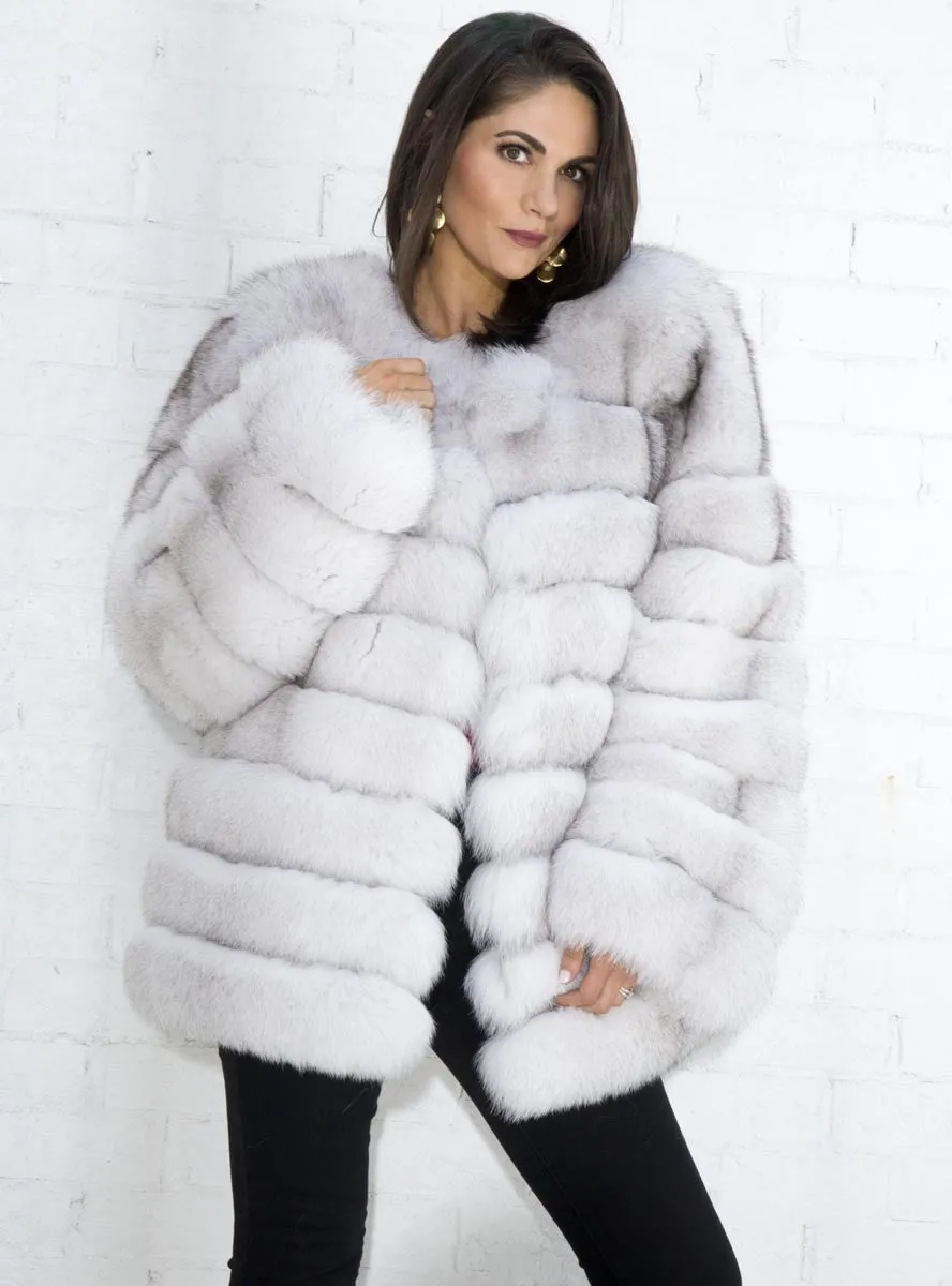 Fox Fur Jacket with Horizontal Pattern