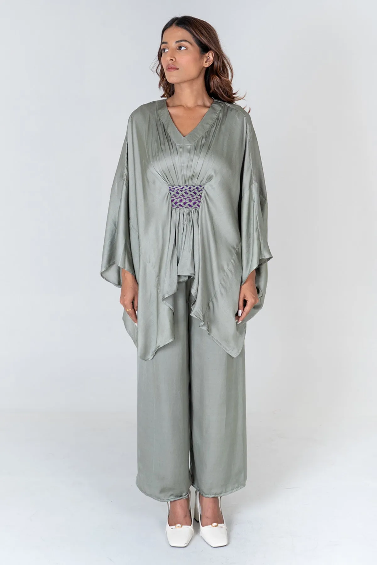 Green Braided Kaftan Co-ord Set
