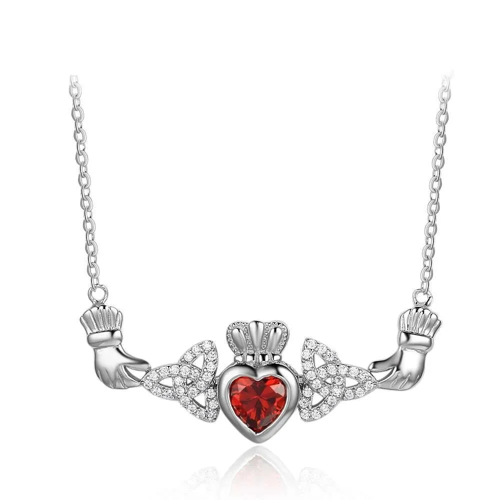 Hand Holding Heart Personalized Birthstone Necklace 925 Sterling Silver Necklaces & Pendants Gift For Her