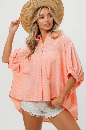 Hazel Blues® |  BiBi Plaid Button Up Dolman Sleeve Shirt