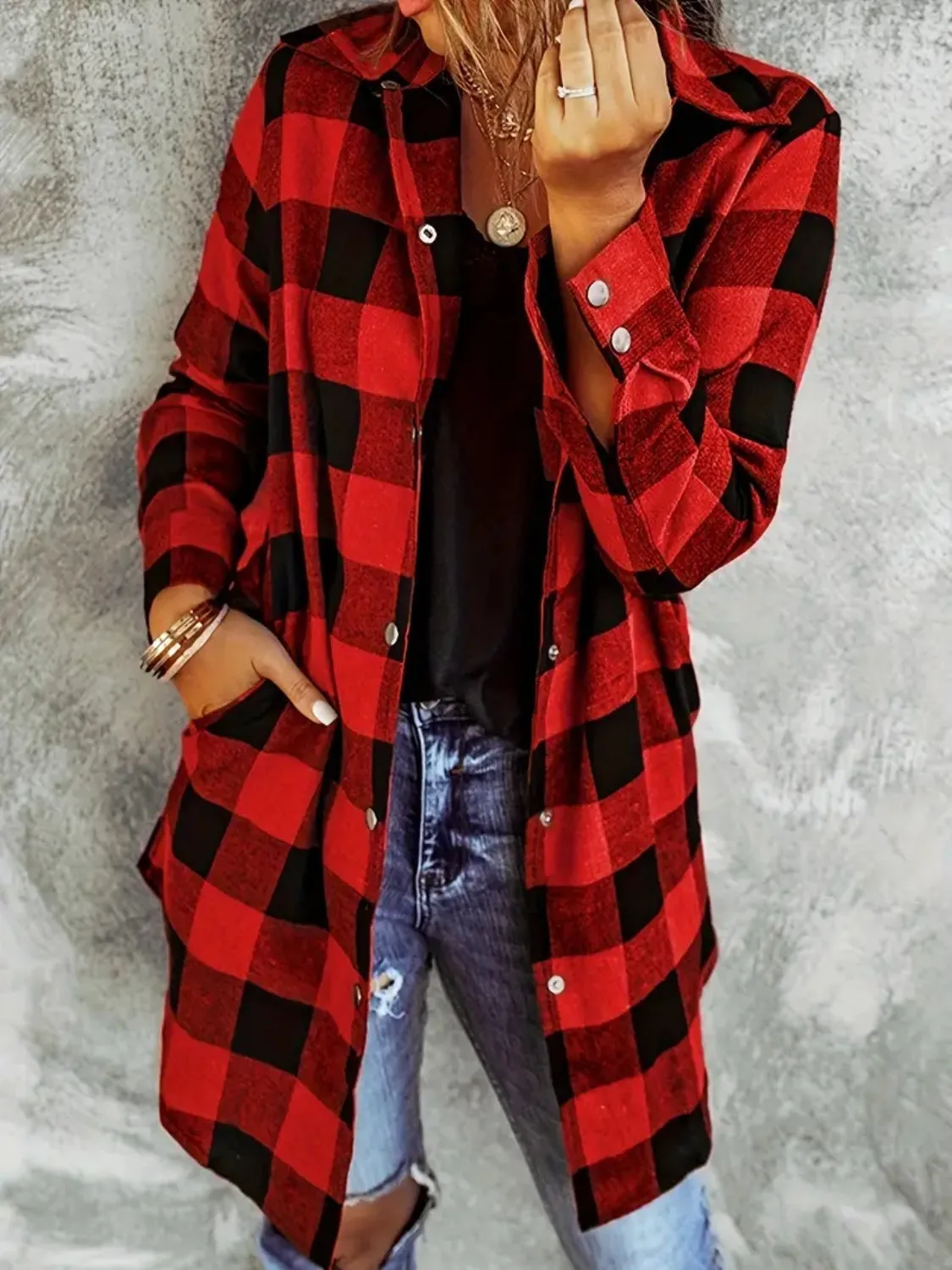 Hollie Buffalo Plaid Snap Down Shacket