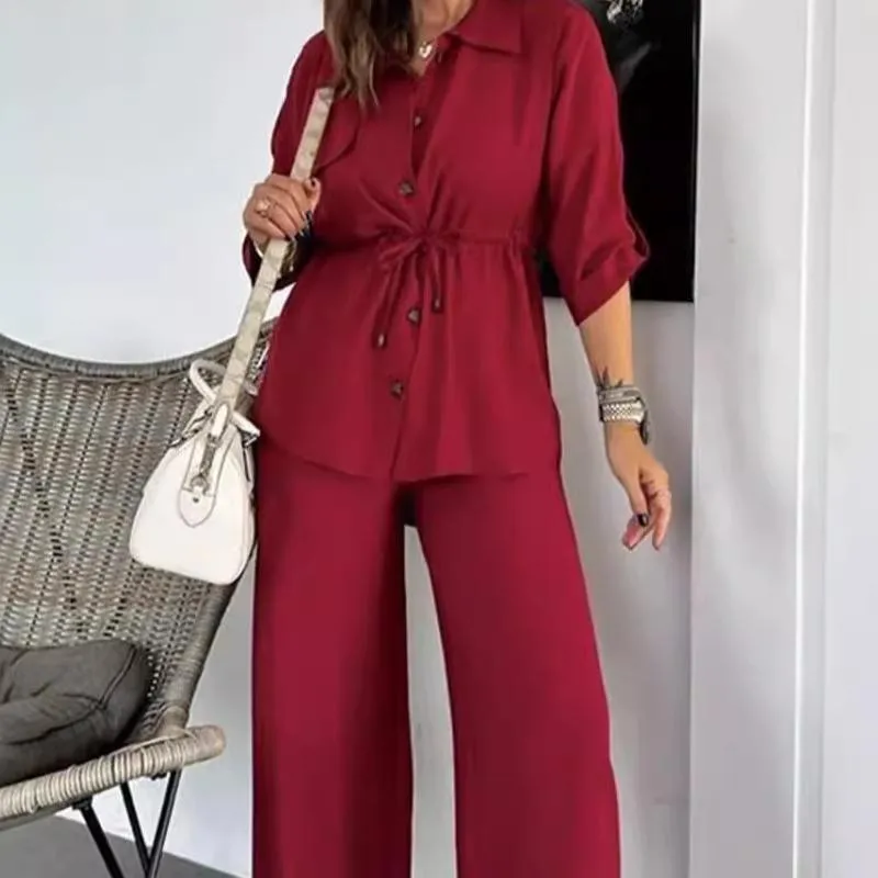 🎁✨Hot sale🔥Button-Down Top & Loose-Fit Pants Set
