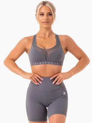 HYPE MESH SPORTS BRA - CHARCOAL