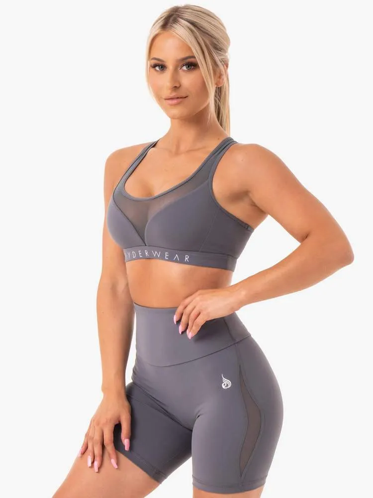 HYPE MESH SPORTS BRA - CHARCOAL