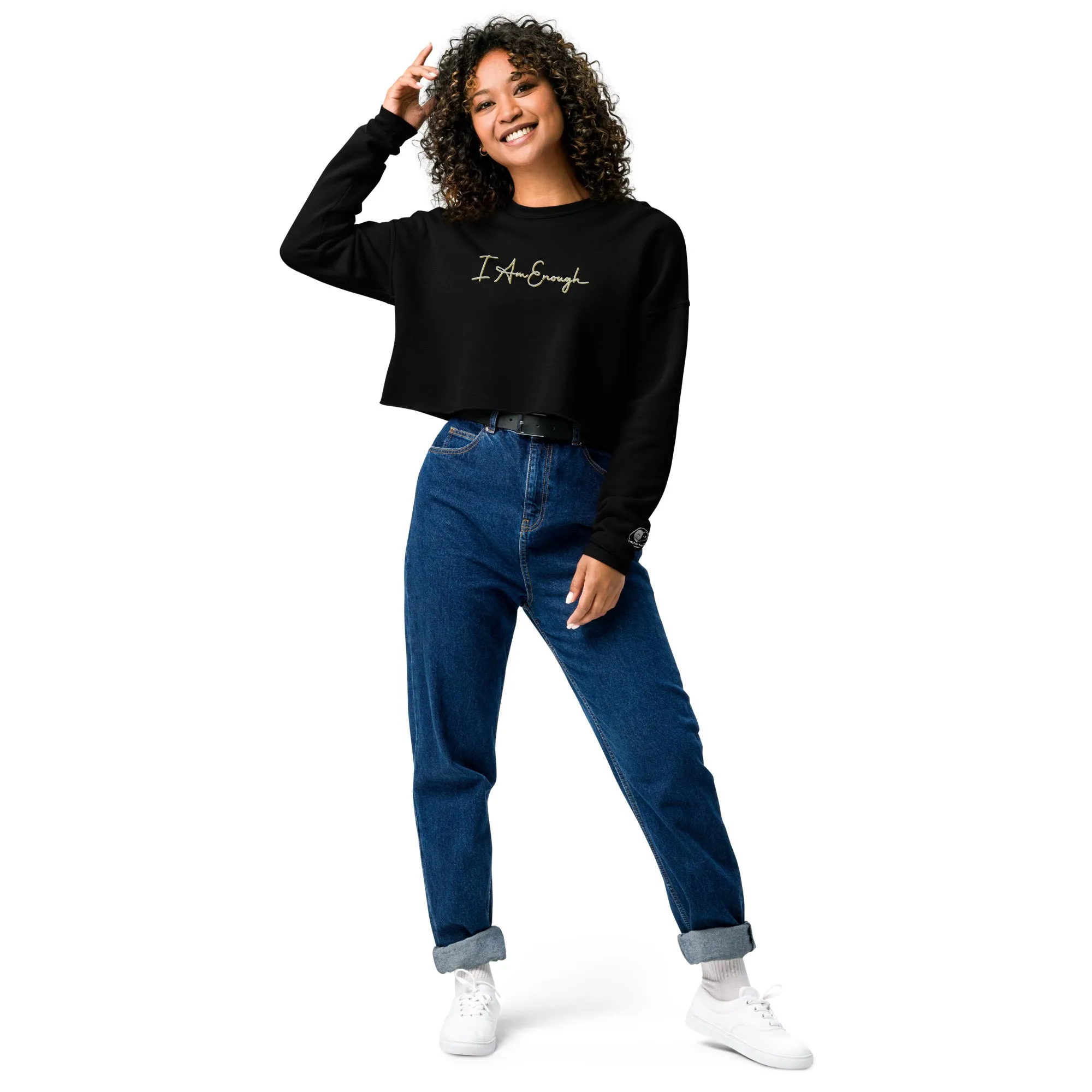 I Am Enough - Embroidered Crop Top Sweatshirt