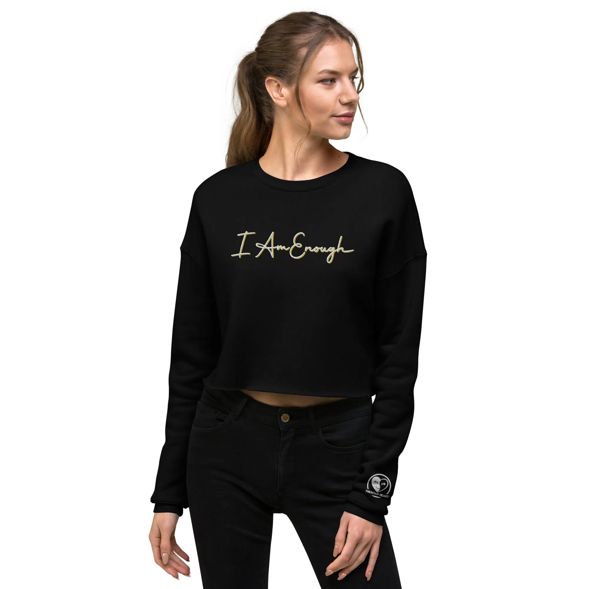 I Am Enough - Embroidered Crop Top Sweatshirt