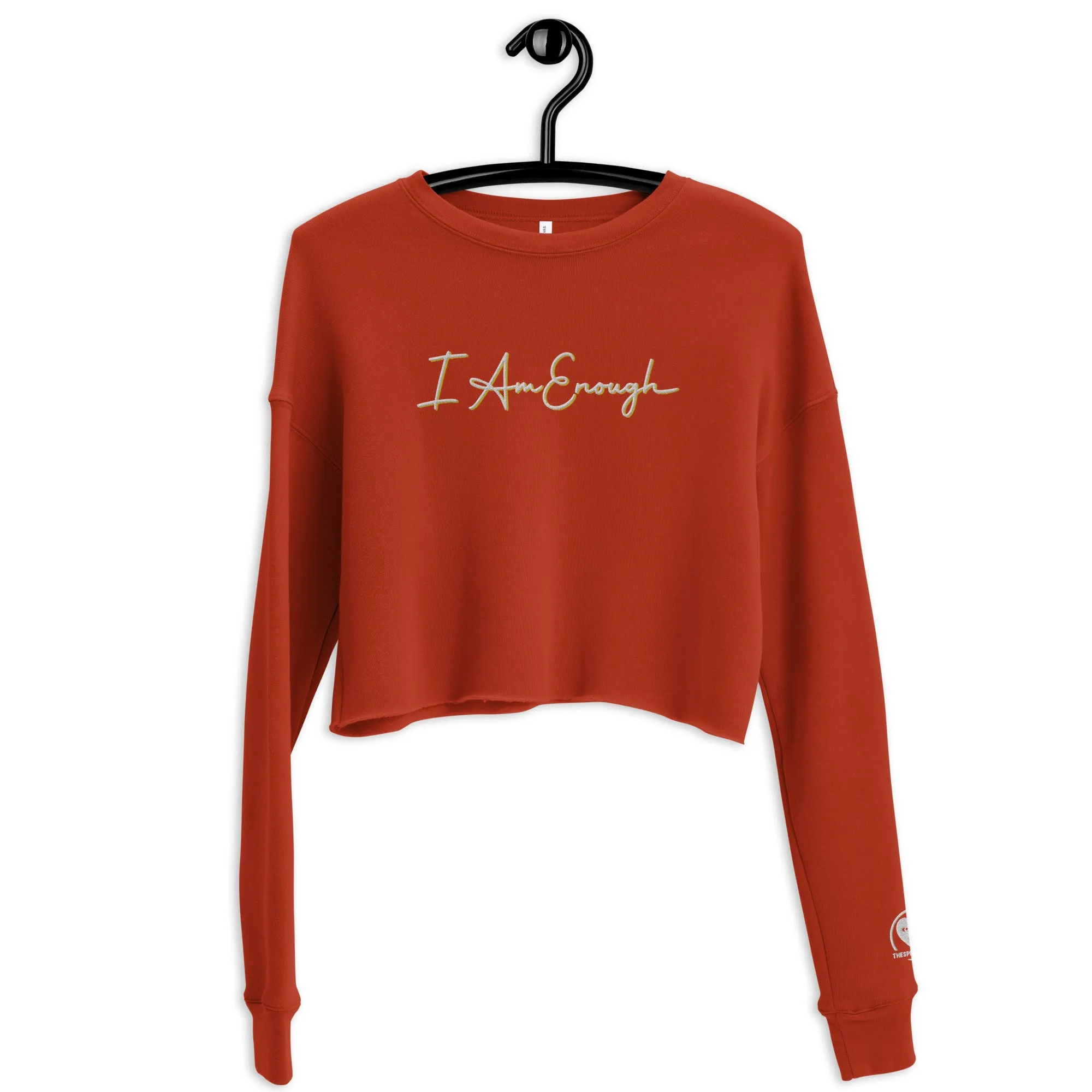 I Am Enough - Embroidered Crop Top Sweatshirt