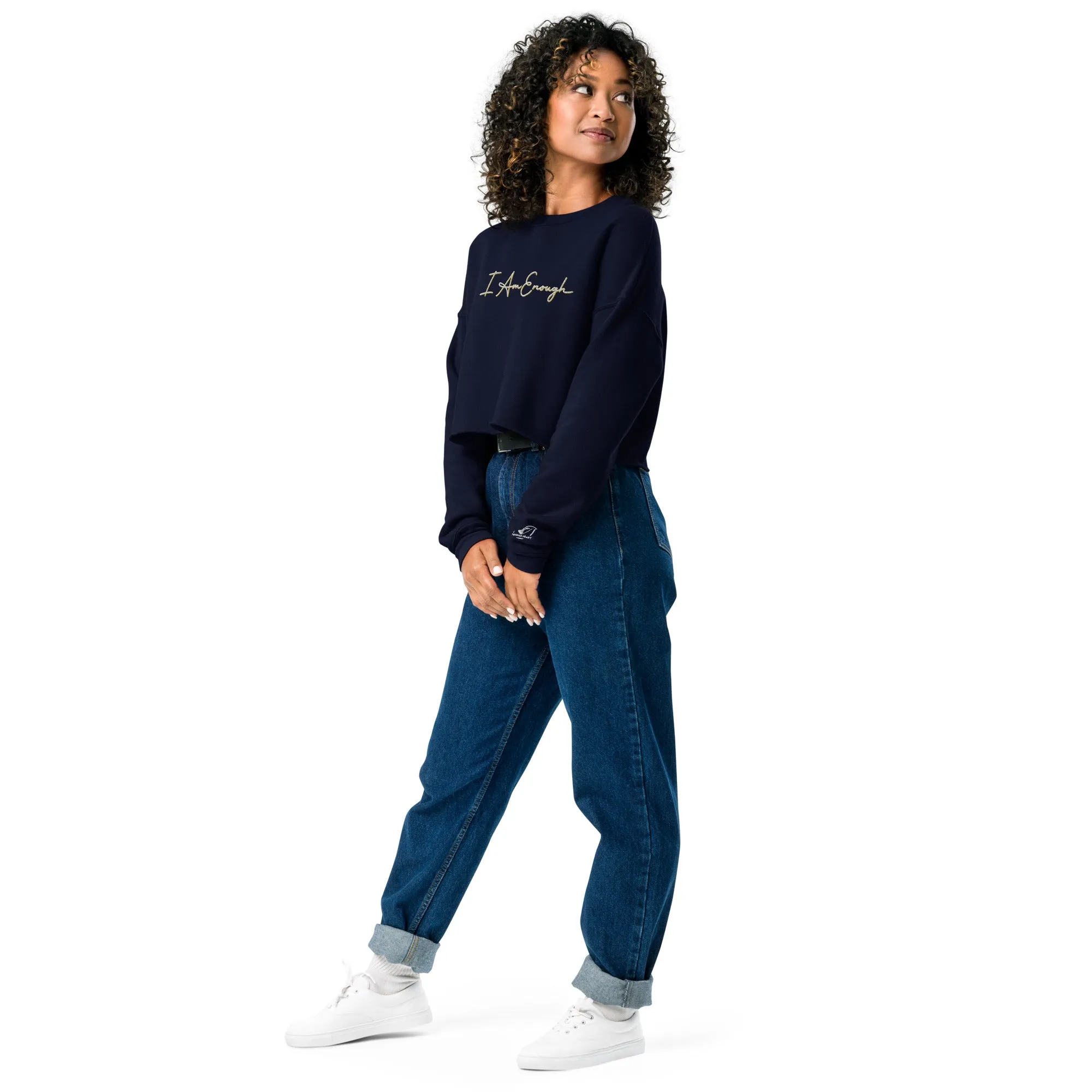 I Am Enough - Embroidered Crop Top Sweatshirt