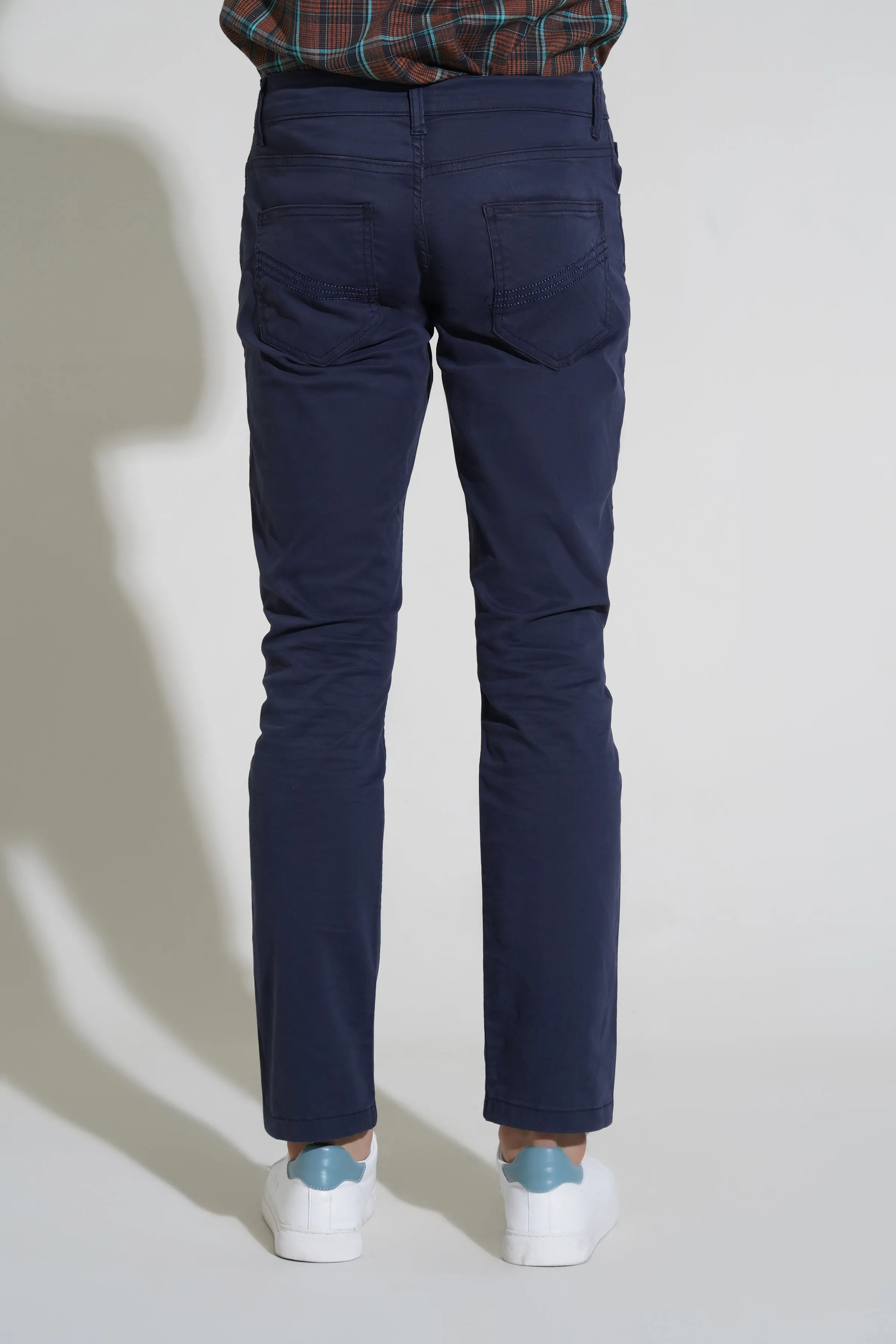 Indigo Cotton Pants-Smart Fit