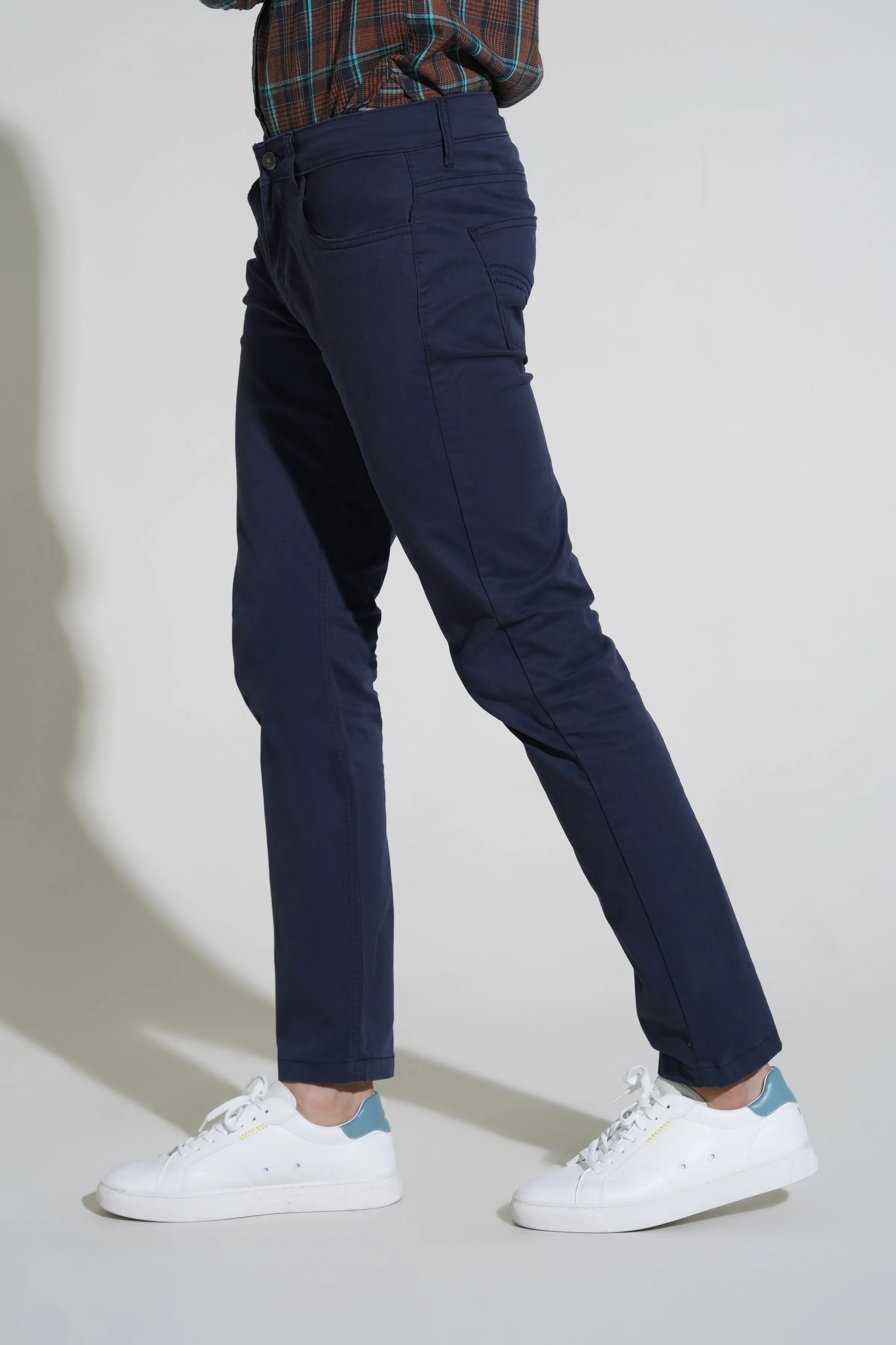 Indigo Cotton Pants-Smart Fit