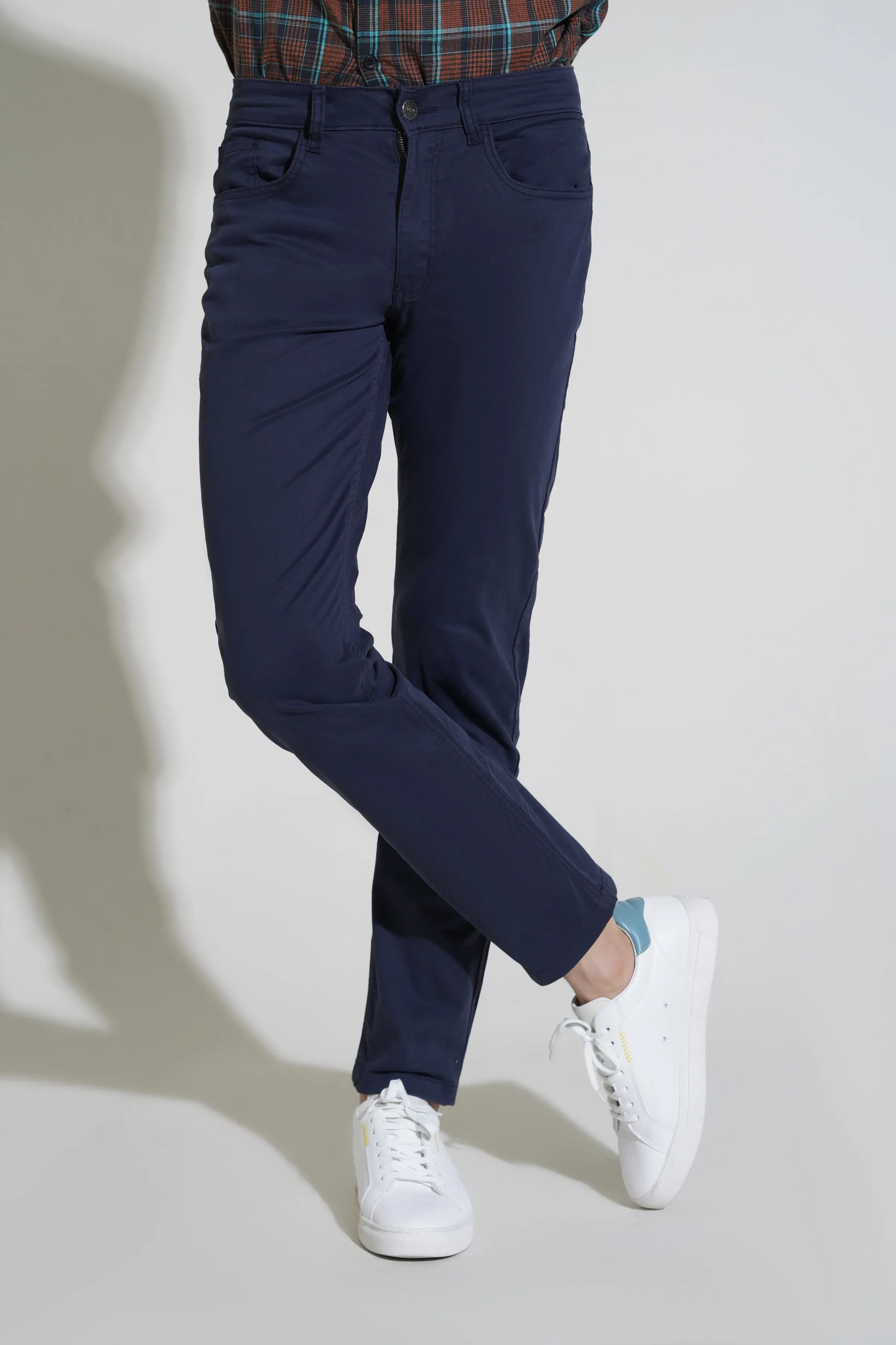 Indigo Cotton Pants-Smart Fit