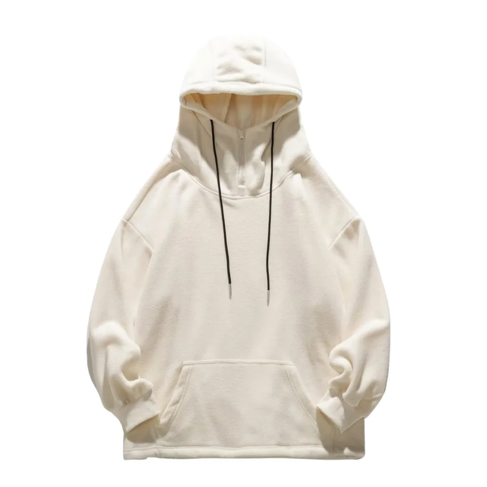 Japanese Solid Color Warm Hoodie