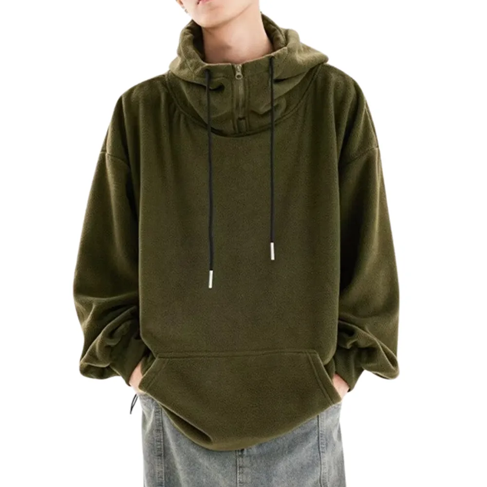 Japanese Solid Color Warm Hoodie
