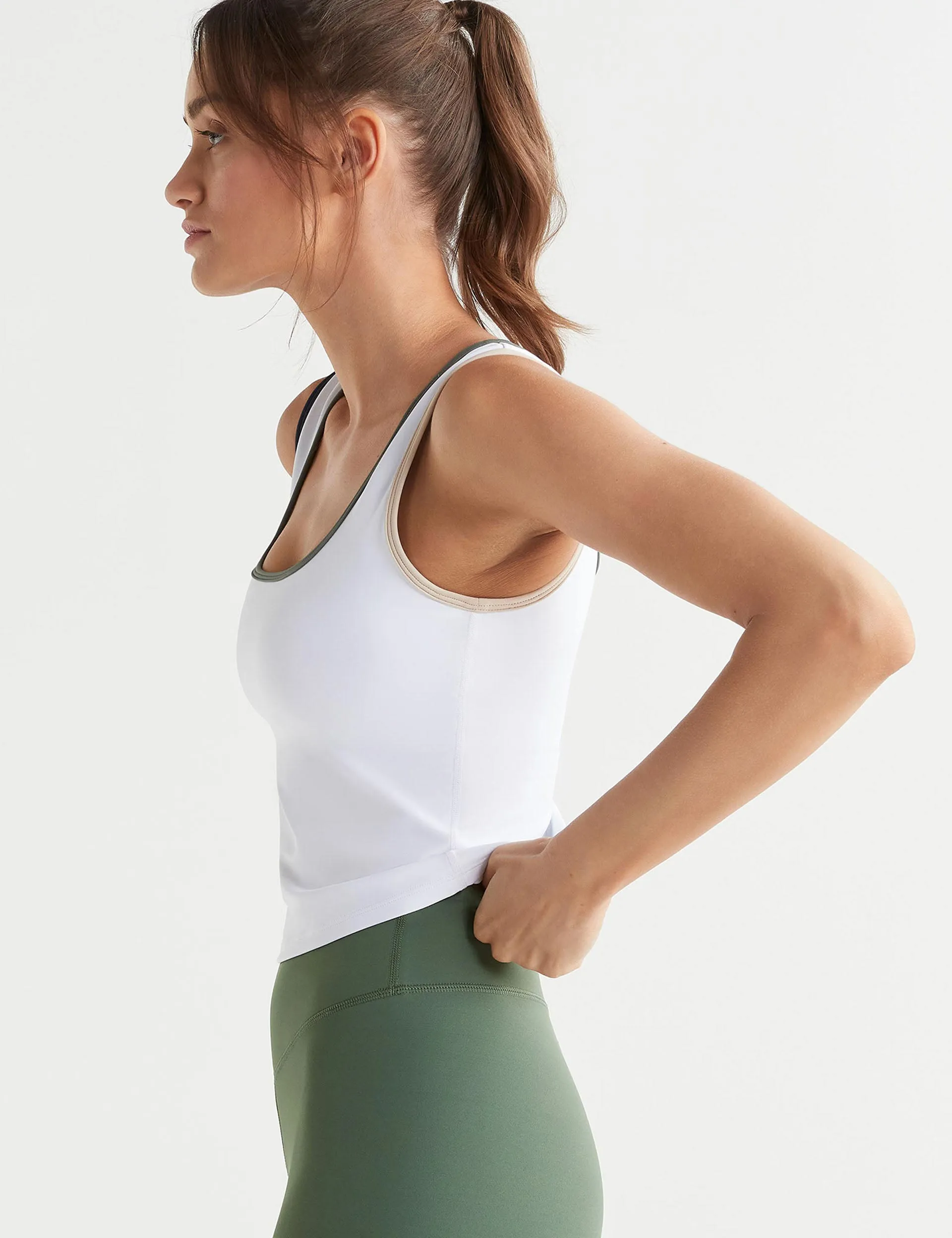 Jodie Shelf Bra Crop Top - White